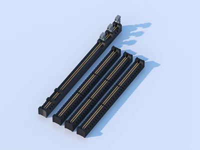 Black Sliding Rails With Metal Components For Furniture Hardware Applications 3d model