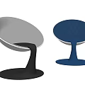 Stylish Gray and Blue Lounge Chairs with Modern Curved Frame and Round Base Design