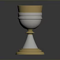 Elegant Gold And Silver Decorative Cup With Intricate Engraved Patterns And Sturdy Base