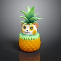 Game Movie Cartoon Character With Pineapple Shaped Body Green Leaves And Cute Animal Face