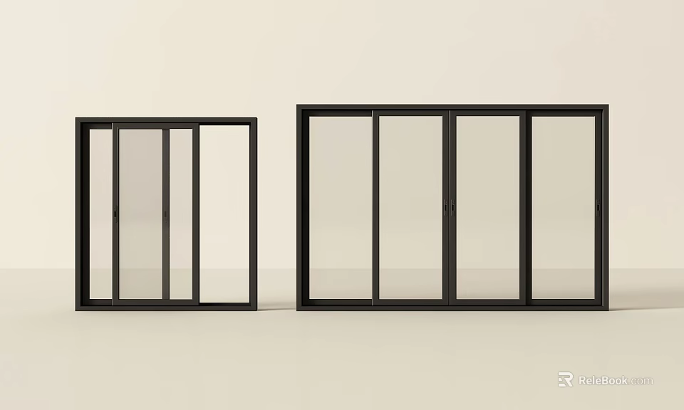 Modern Sliding Doors With Black Frames And Glass Panels For Interior Use 3d model
