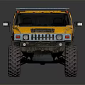 Yellow Hummer Style Off Road Vehicle With Muddy Exterior And Large Tires For Adventure