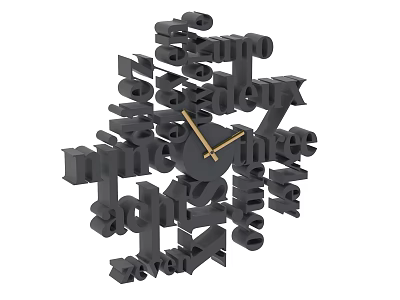 Modern Decorative Clock With Unique Alphabet Numbers And Creative Wall Design 3d model