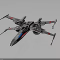 Sci Fi Starfighter Weapon With Red And Blue Stripes Multiple Engines 3d model