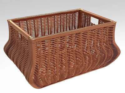 Brown Woven Basket With Unique Design For Home Decoration 3d model