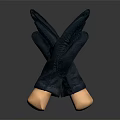 Black Leather Gloves Displayed On Wooden Hand Models With Smooth Surface 3d model