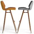 Modern Bar Stools Orange And Gray With Pleated Backrest And Metallic Legs Contemporary Design