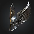 Silver And Gold Metal Helmet With Decorative Wings And Intricate Design
