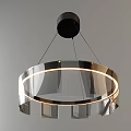 Modern Circular Chandelier with Transparent Material Black Ceiling Mount and LED Light Ring 3d model