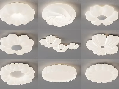 Elegant White Ceiling Lights With Various Decorative Shapes And Modern Designs 3d model