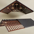 Wooden Ceiling Design With Lattice Structure Brass Connectors And Tile Roof