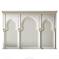 Three Traditional Ornate Arches With Intricate Patterns And Gold Accents