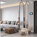 Modern Living and Dining Area Interior With Spacious Layout Sofa TV Wall and City View