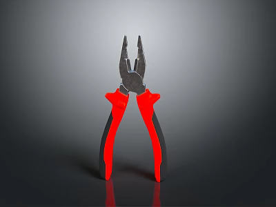 Red Handle Pliers With Metallic Head For Home And Workshop Use 3d model