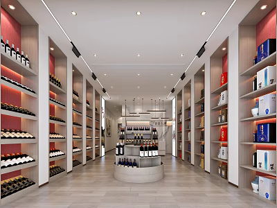 Well Organized Tobacco and Alcohol Store Interior With Shelves Stocked With Liquor And Tobacco Products 3d model