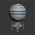 Scientific Spherical Device With Metallic Frame Teal Stripe And Support Structure