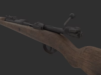 Classic Vintage Bolt Action Rifle With Wooden Stock And Metal Parts 3d model