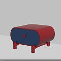 Modern Red and Blue Bedside Table with Drawer and Red Legs Design 3d model