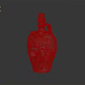 Vintage Ceramic Decorative Bottle With Handle Featuring Carved Fruit Patterns And Cork Stopper
