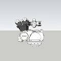 Motorcycle Engine Detailed Mechanical Structure With Cylinder Crankcase Gears And Metal Bolts