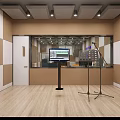Baidu Creative Decoration Office Interior With Sofa Desk Computer Wooden Floor And Wall Design