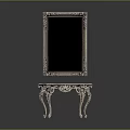 Ornate Silver Console Table With Carved Frame And Decorative Mirror On Top 3d model