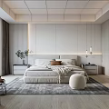 Modern Bedroom Interior Design With White Walls Large Bed Gray Rug Nightstands And Pendant Lights