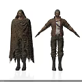 Two Men In Different Outfits Hooded Cloak And Leather Jacket