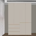 Modern Minimalist Wardrobe Interior Design With Light Beige Doors And Drawers