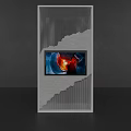 Modern TV Background Wall Design With Concrete Texture And Embedded Screen