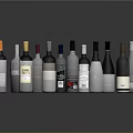 Colorful Wine Bottles Display With Various Types And Labels On Glossy Surface