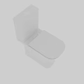 Modern White Toilet With Sleek Design And Closed Lid In Contemporary Bathroom
