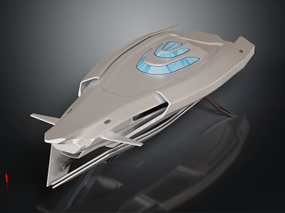 Futuristic Spacecraft With Aerodynamic Design Transparent Blue Canopy And Silver Gray Body 3d model