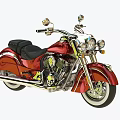 Red Classic Motorcycle With Black Seat Chrome Accents Gold Engine Details And Headlights