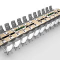 Long Rectangular Conference Table With Leather Chairs Green Plants And Documents In Modern Office 3d model