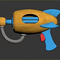 Colorful Toy Gun With Orange Body Blue Fan And Lighted Muzzle And Blue Handle Design