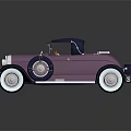 Vintage Purple And Dark Blue Convertible Car With Classic Grille And Round Headlights