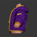 Stylish Purple Quilted Jacket With Yellow Trim And White Crop Top 3D Model