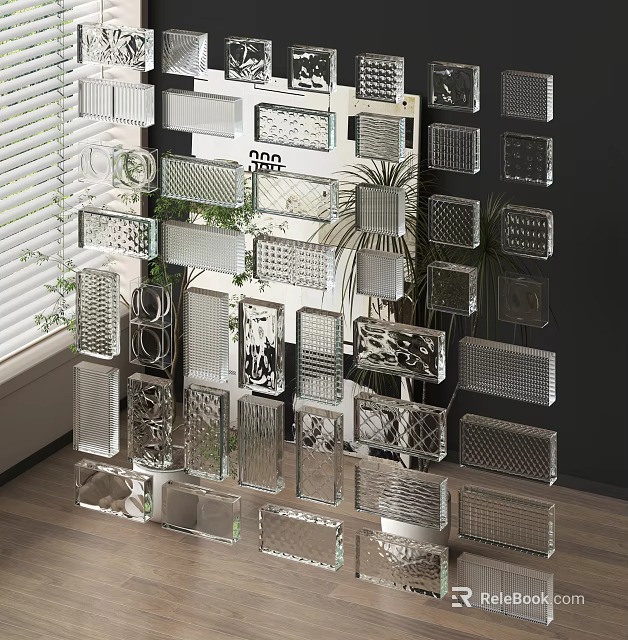 Modern Decorative Glass Room Dividers With Various Patterns For Interior Design 3d model 
