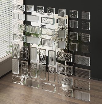 Modern glass brick glass brick partition glass partition 3d model