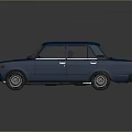 Blue Classic Vintage Sedan Car With Shiny Body And Retro Design