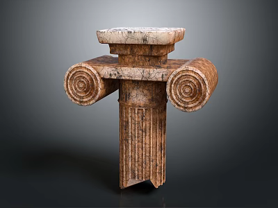 Architectural Classical Stone Column With Voluted Capital Textured Shaft And Ornate Details 3d model