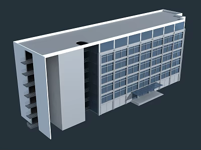 Modern Multistory Building Exterior Design With Large Windows And Entrance Area 3d model