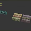 Various Colored Stacked Brick Blocks with Textured Surfaces and Different Shades