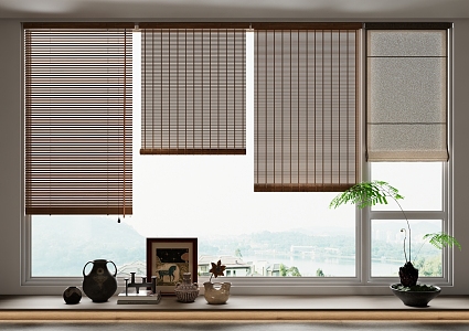 new bamboo curtain rolling curtain 3d model