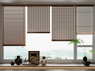 new bamboo curtain rolling curtain 3d model
