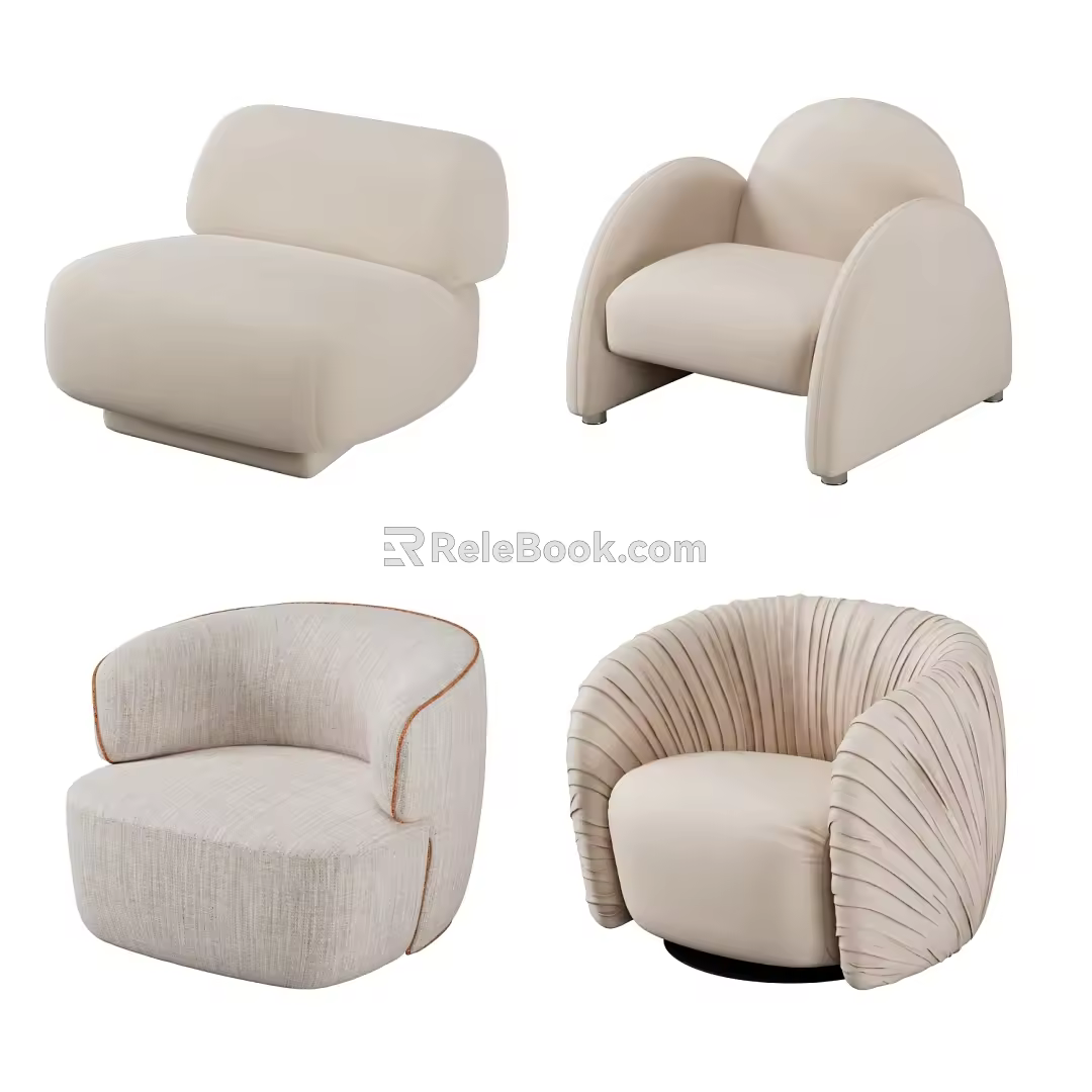Modern Single Sofa Single Sofa Lazy Sofa Cream Sofa 3d model
