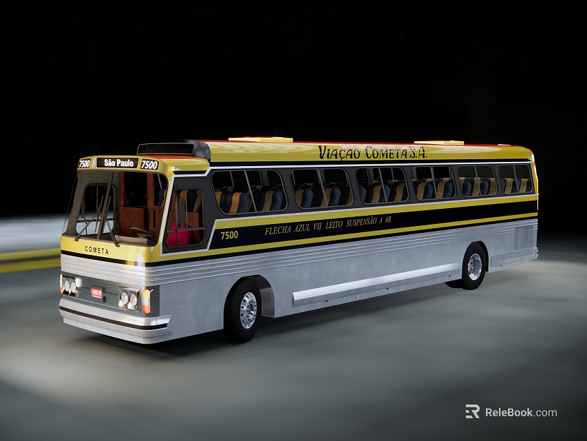 Vintage Style Yellow And Silver Mountain View Transit System Bus With Classic Design Elements 3d model 