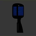 High Quality Retro Blue Black Computer Microphone With Striped Design For Desktop PC 3d model