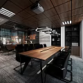 Modern Public Office Space Interior With Comfortable Sofa And Wooden Elements 3d model